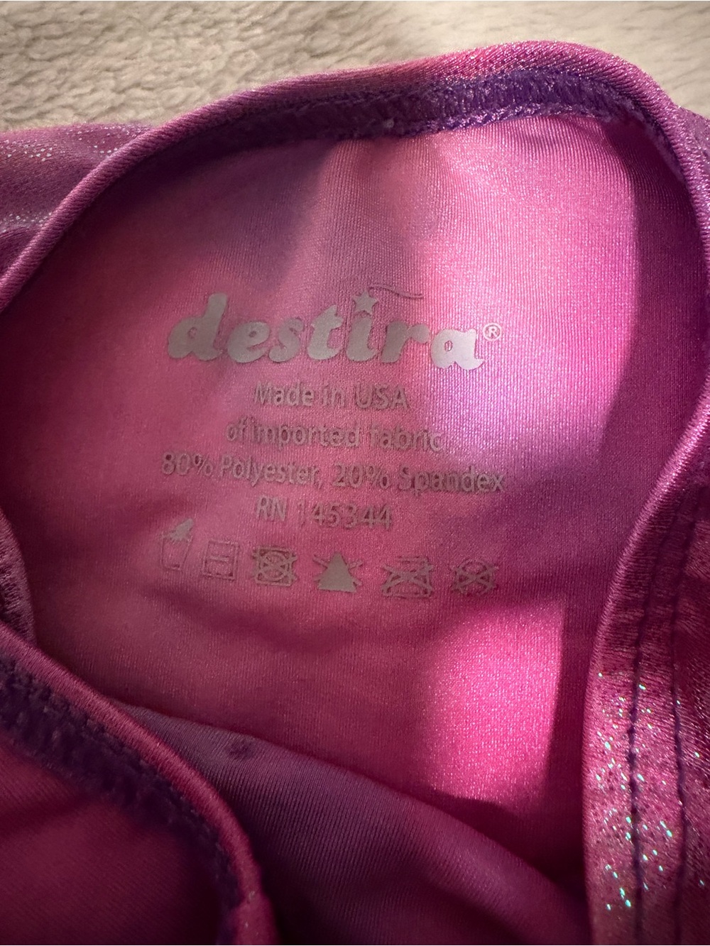 Destira Girls Pink Purple Galaxy Leotard with Rhinestone Moon - Picture 3 of 4